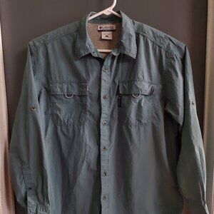 Columbia Men's Large Long Sleeve Button Up Lining Outdoor Fishing Bluish Color